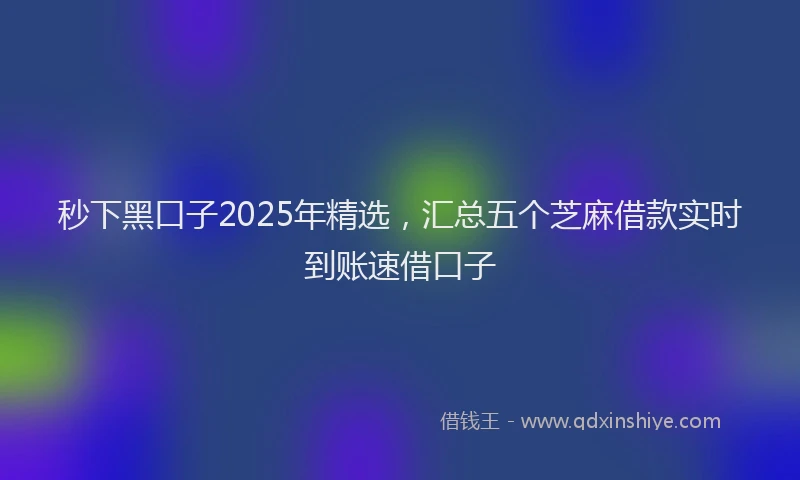 秒下黑口子2025年精选，汇总五个芝麻借款实时到账速借口子