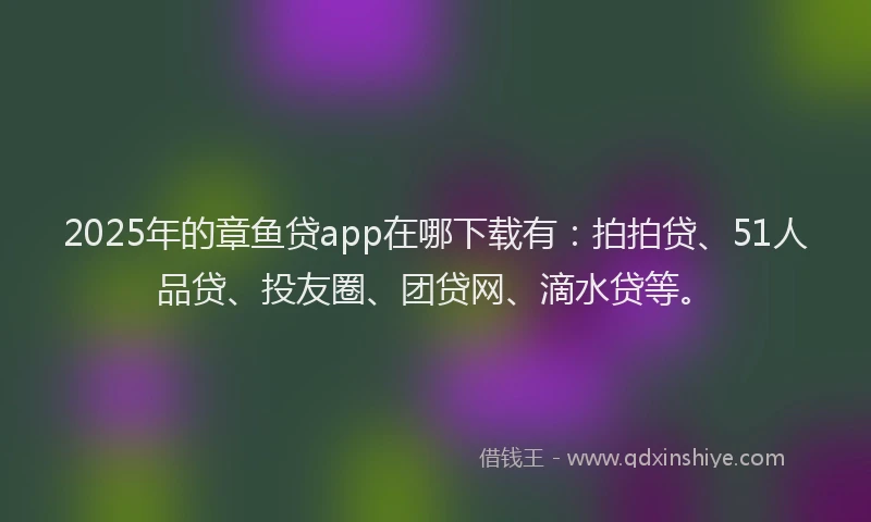2025年的章鱼贷app在哪下载有：拍拍贷、51人品贷、投友圈、团贷网、滴水贷等。