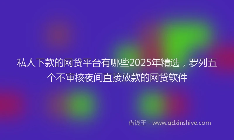 私人下款的网贷平台有哪些2025年精选，罗列五个不审核夜间直接放款的网贷软件