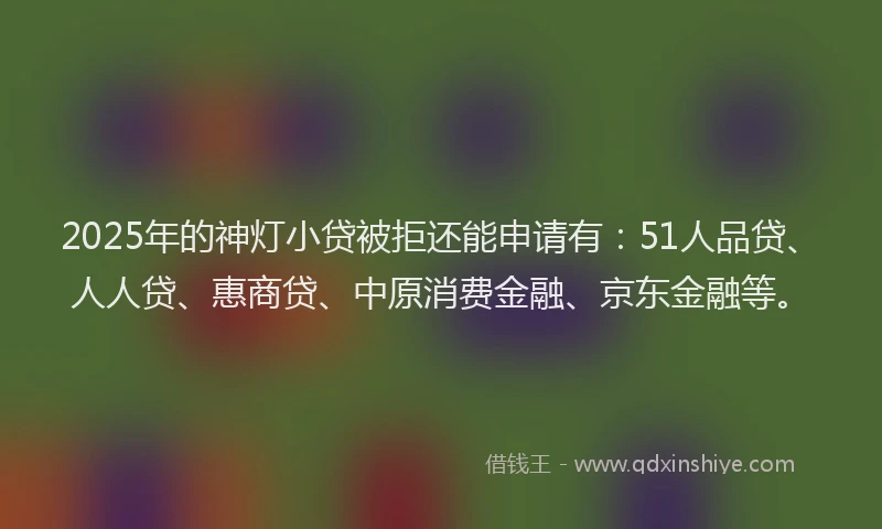 2025年的神灯小贷被拒还能申请有：51人品贷、人人贷、惠商贷、中原消费金融、京东金融等。