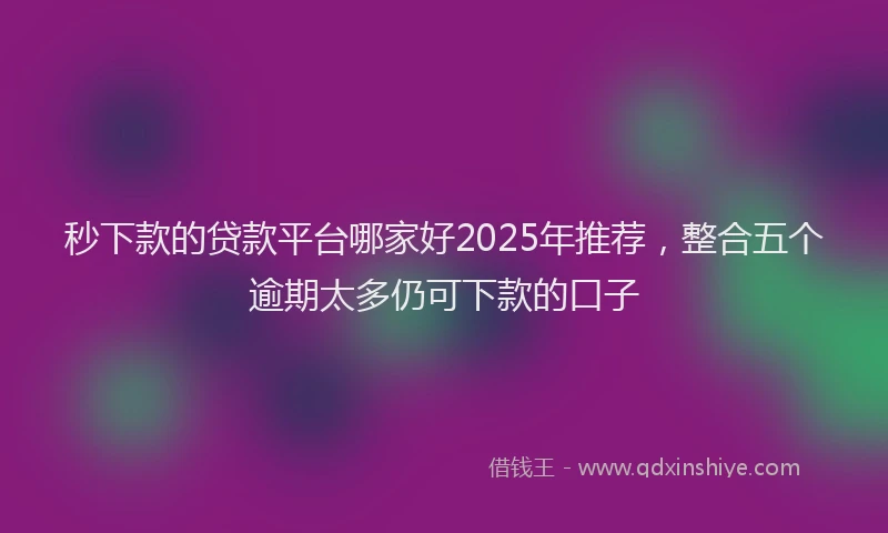 秒下款的贷款平台哪家好2025年推荐，整合五个逾期太多仍可下款的口子