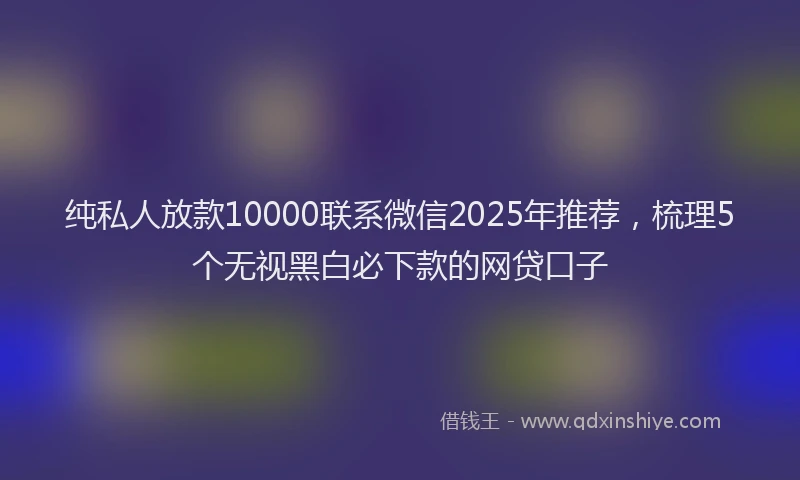 纯私人放款10000联系微信2025年推荐，梳理5个无视黑白必下款的网贷口子