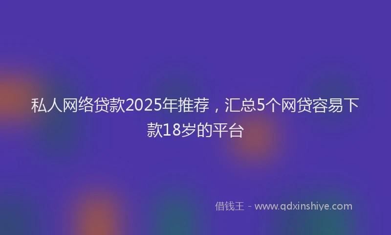 私人网络贷款2025年推荐，汇总5个网贷容易下款18岁的平台