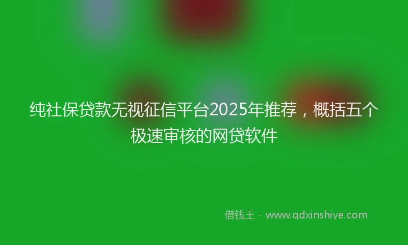 纯社保贷款无视征信平台2025年推荐，概括五个极速审核的网贷软件