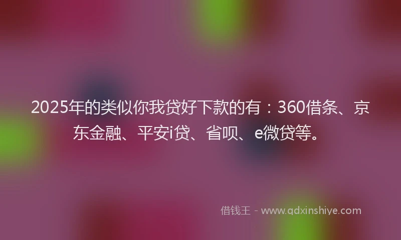 2025年的类似你我贷好下款的有：360借条、京东金融、平安i贷、省呗、e微贷等。