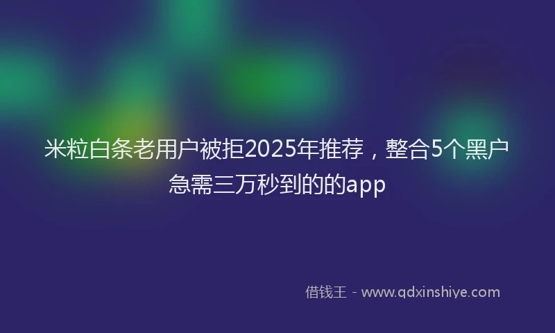 米粒白条老用户被拒2025年推荐，整合5个黑户急需三万秒到的的app