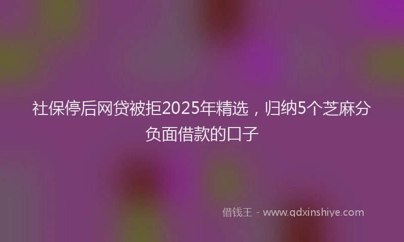 社保停后网贷被拒2025年精选，归纳5个芝麻分负面借款的口子