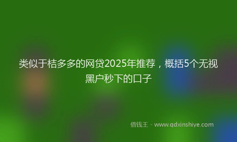 类似于桔多多的网贷2025年推荐，概括5个无视黑户秒下的口子