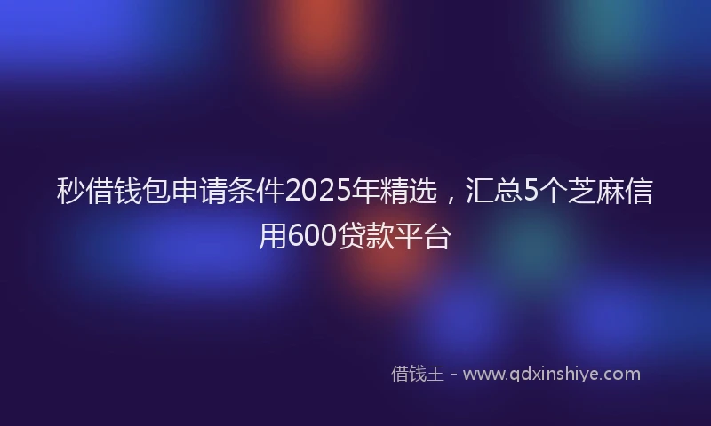秒借钱包申请条件2025年精选，汇总5个芝麻信用600贷款平台