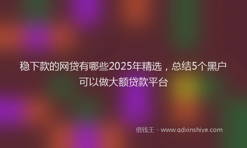稳下款的网贷有哪些2025年精选，总结5个黑户可以做大额贷款平台