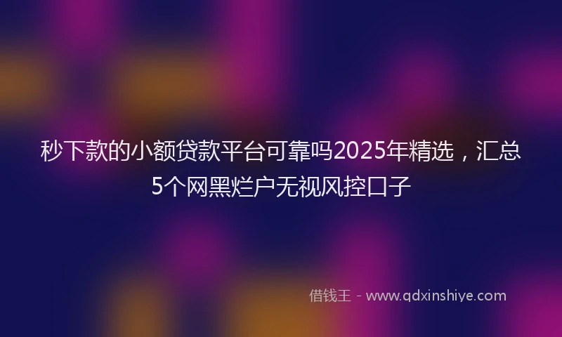 秒下款的小额贷款平台可靠吗2025年精选，汇总5个网黑烂户无视风控口子