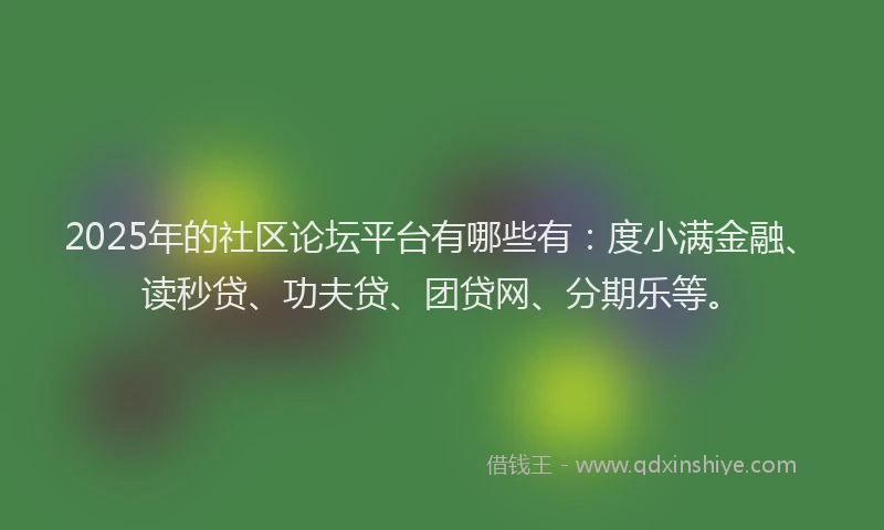 2025年的社区论坛平台有哪些有：度小满金融、读秒贷、功夫贷、团贷网、分期乐等。