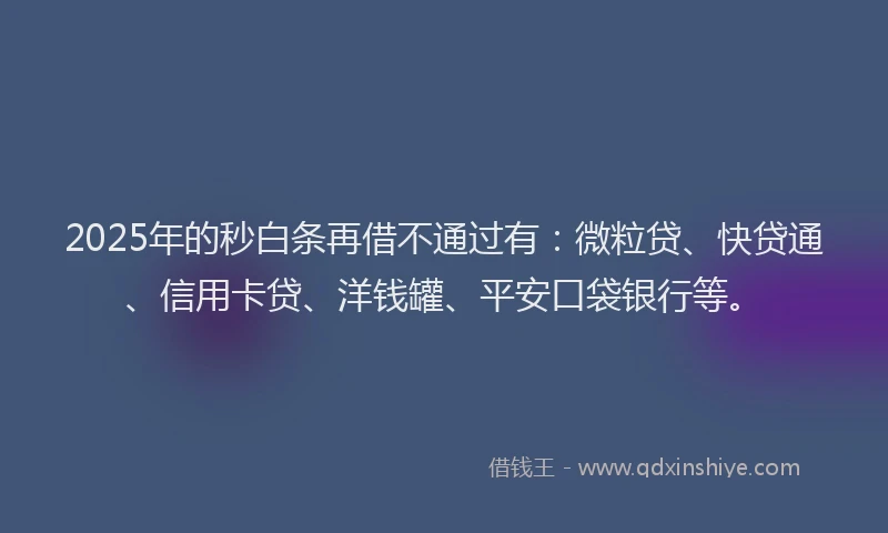 2025年的秒白条再借不通过有：微粒贷、快贷通、信用卡贷、洋钱罐、平安口袋银行等。