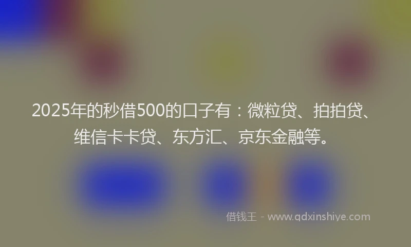 2025年的秒借500的口子有：微粒贷、拍拍贷、维信卡卡贷、东方汇、京东金融等。