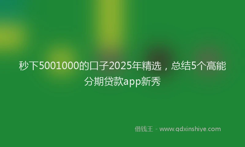 秒下5001000的口子2025年精选，总结5个高能分期贷款app新秀