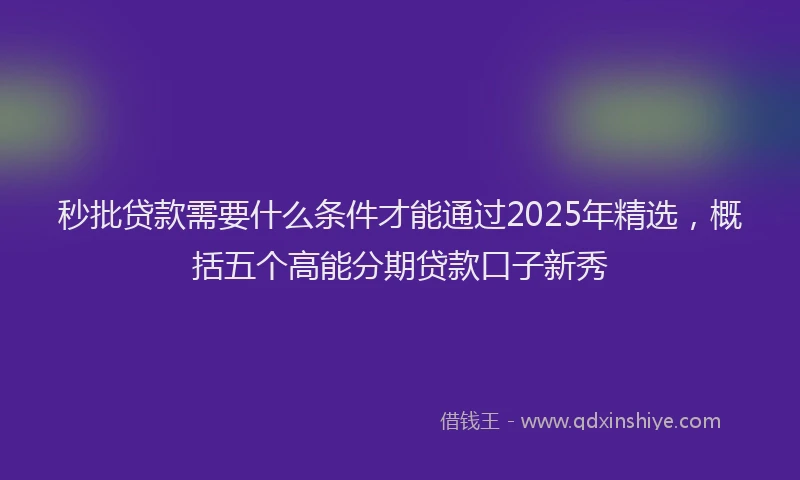 秒批贷款需要什么条件才能通过2025年精选，概括五个高能分期贷款口子新秀