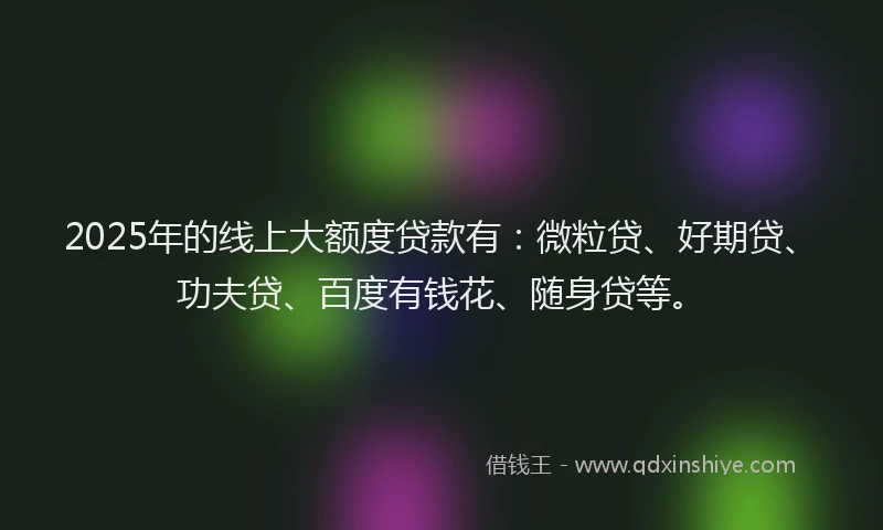 2025年的线上大额度贷款有：微粒贷、好期贷、功夫贷、百度有钱花、随身贷等。