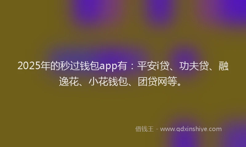 2025年的秒过钱包app有：平安i贷、功夫贷、融逸花、小花钱包、团贷网等。