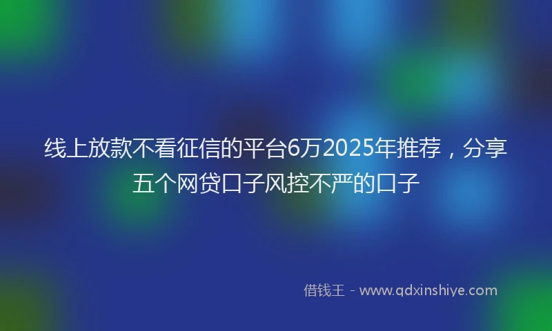 线上放款不看征信的平台6万2025年推荐，分享五个网贷口子风控不严的口子