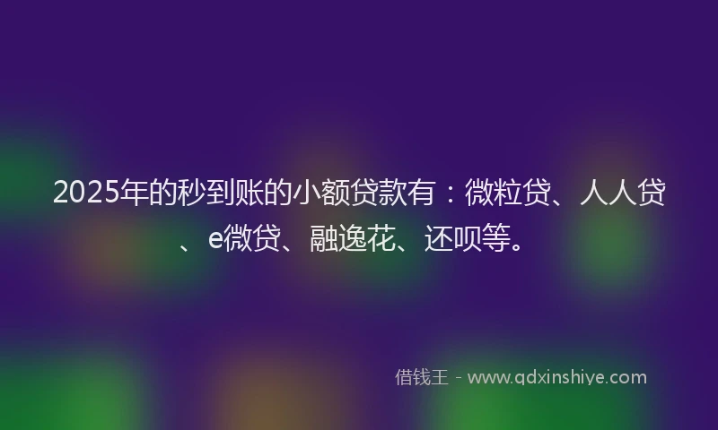 2025年的秒到账的小额贷款有：微粒贷、人人贷、e微贷、融逸花、还呗等。