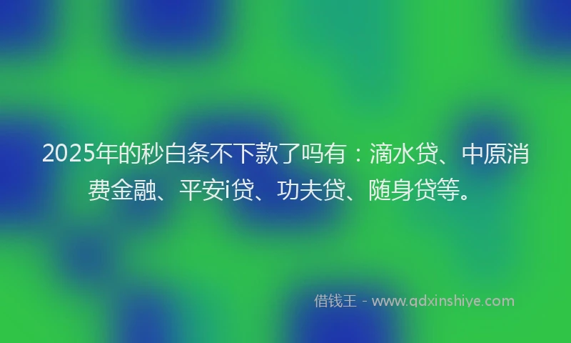 2025年的秒白条不下款了吗有：滴水贷、中原消费金融、平安i贷、功夫贷、随身贷等。