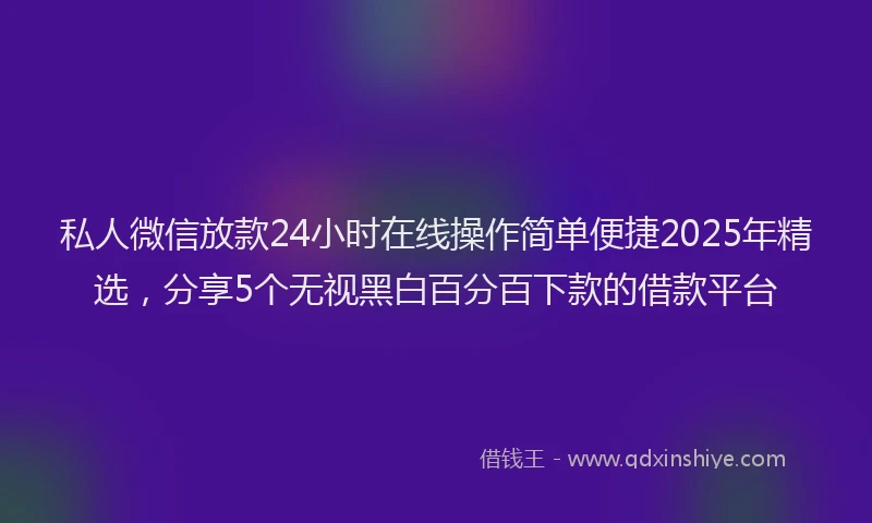 私人微信放款24小时在线操作简单便捷2025年精选，分享5个无视黑白百分百下款的借款平台