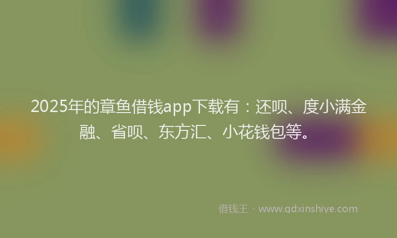 2025年的章鱼借钱app下载有：还呗、度小满金融、省呗、东方汇、小花钱包等。