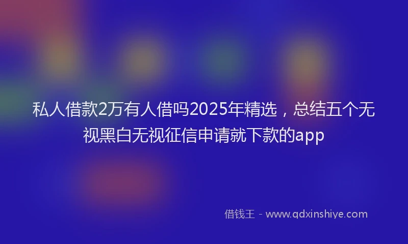 私人借款2万有人借吗2025年精选，总结五个无视黑白无视征信申请就下款的app