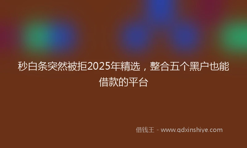 秒白条突然被拒2025年精选，整合五个黑户也能借款的平台