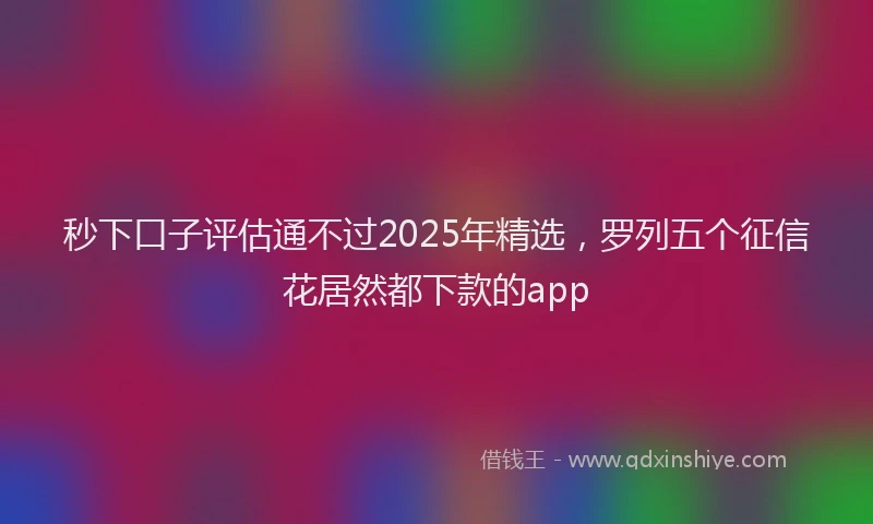 秒下口子评估通不过2025年精选，罗列五个征信花居然都下款的app