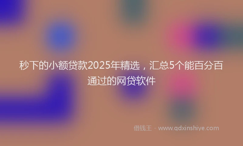 秒下的小额贷款2025年精选，汇总5个能百分百通过的网贷软件
