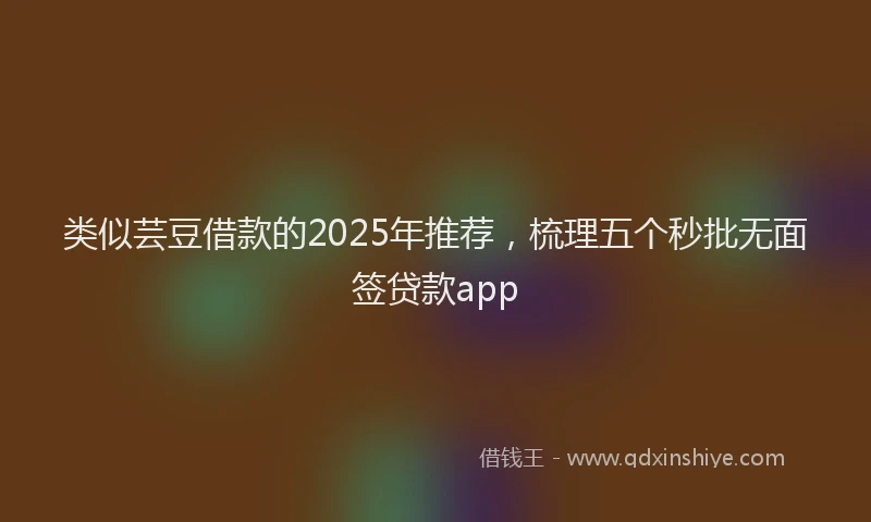 类似芸豆借款的2025年推荐，梳理五个秒批无面签贷款app