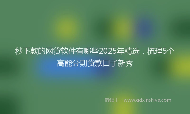 秒下款的网贷软件有哪些2025年精选，梳理5个高能分期贷款口子新秀