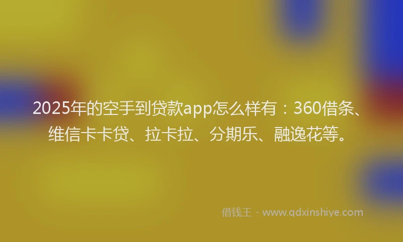 2025年的空手到贷款app怎么样有：360借条、维信卡卡贷、拉卡拉、分期乐、融逸花等。
