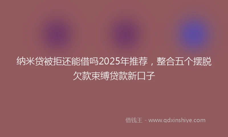 纳米贷被拒还能借吗2025年推荐，整合五个摆脱欠款束缚贷款新口子
