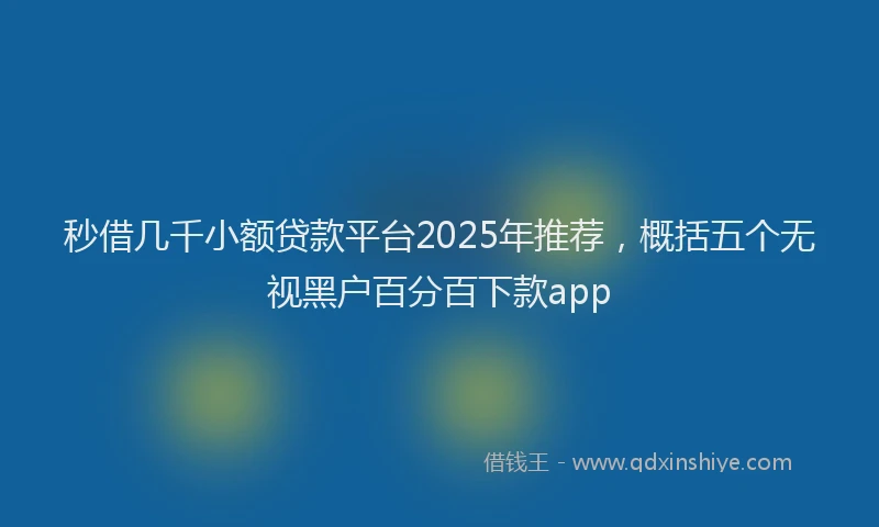 秒借几千小额贷款平台2025年推荐，概括五个无视黑户百分百下款app