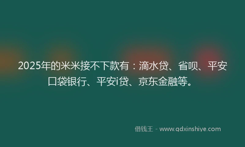 2025年的米米接不下款有：滴水贷、省呗、平安口袋银行、平安i贷、京东金融等。
