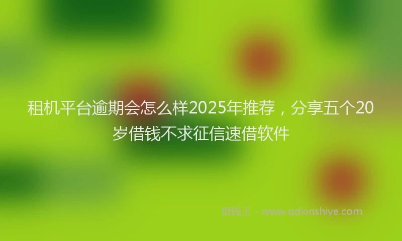 租机平台逾期会怎么样2025年推荐，分享五个20岁借钱不求征信速借软件