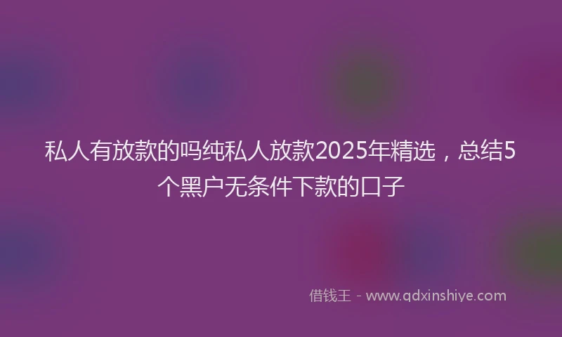 私人有放款的吗纯私人放款2025年精选，总结5个黑户无条件下款的口子