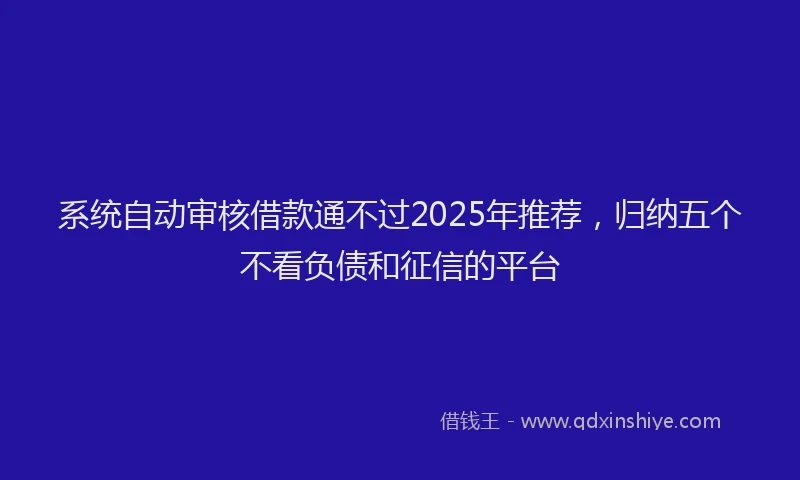 系统自动审核借款通不过2025年推荐，归纳五个不看负债和征信的平台