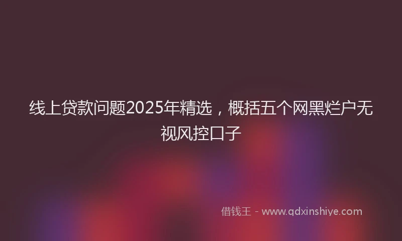线上贷款问题2025年精选，概括五个网黑烂户无视风控口子
