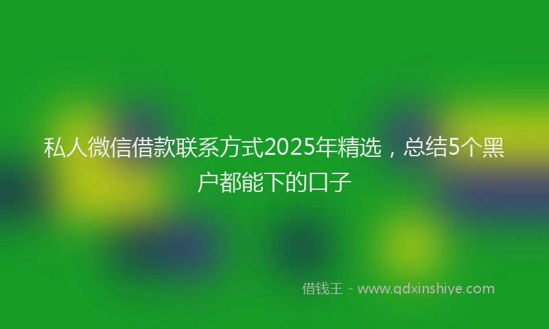 私人微信借款联系方式2025年精选，总结5个黑户都能下的口子