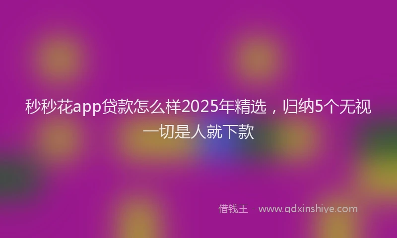 秒秒花app贷款怎么样2025年精选，归纳5个无视一切是人就下款