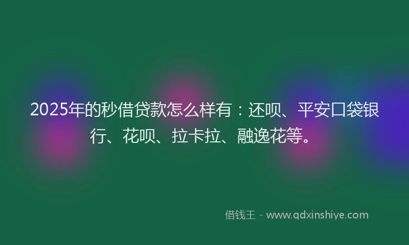 2025年的秒借贷款怎么样有：还呗、平安口袋银行、花呗、拉卡拉、融逸花等。