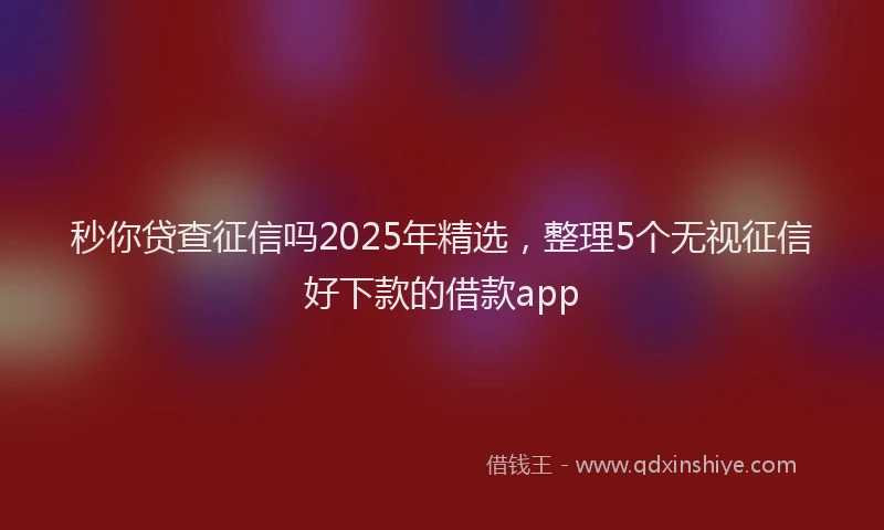 秒你贷查征信吗2025年精选，整理5个无视征信好下款的借款app