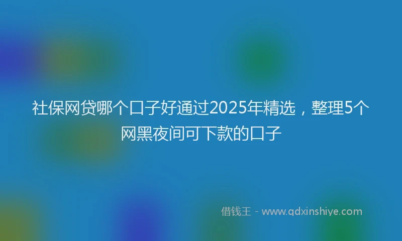 社保网贷哪个口子好通过2025年精选，整理5个网黑夜间可下款的口子