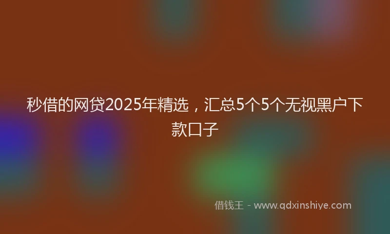 秒借的网贷2025年精选，汇总5个5个无视黑户下款口子