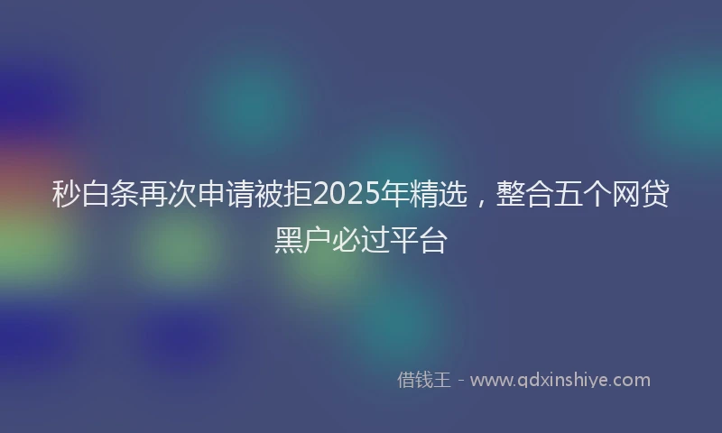 秒白条再次申请被拒2025年精选，整合五个网贷黑户必过平台