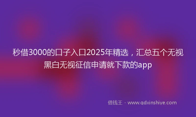 秒借3000的口子入口2025年精选，汇总五个无视黑白无视征信申请就下款的app
