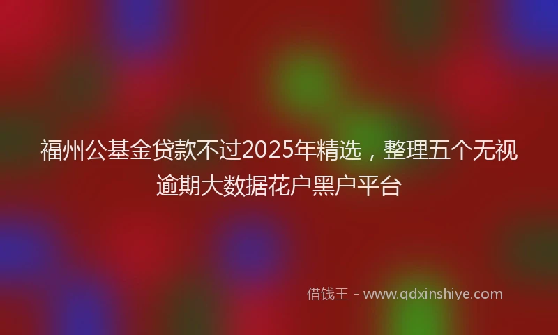 福州公基金贷款不过2025年精选，整理五个无视逾期大数据花户黑户平台